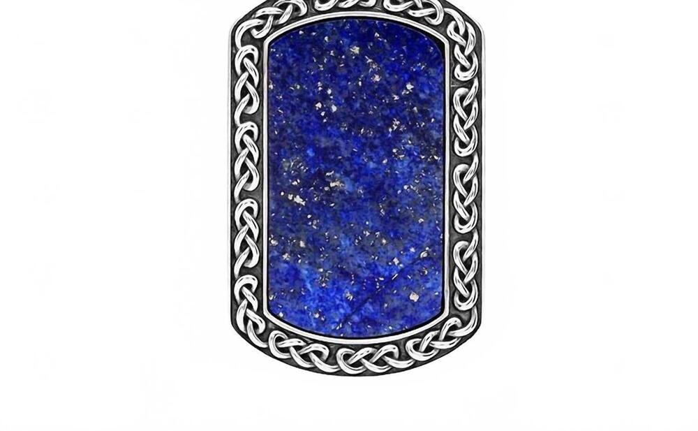NEW SHANORE men’s lapis celtic knot dog tag pendant necklace in blue